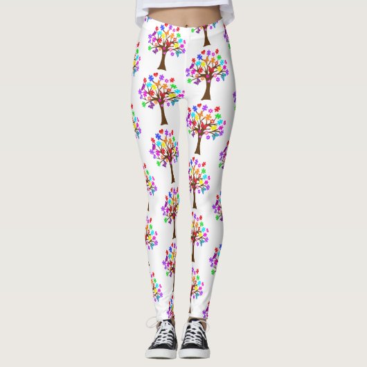 Autismus Awareness Tree Leggings (Vorderseite)