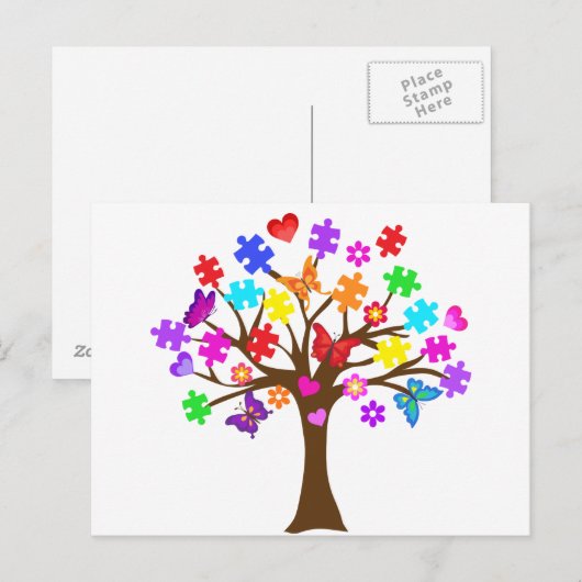 Autismus Awareness Tree Postkarte (Vorne/Hinten)
