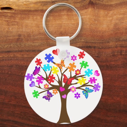 Autismus Awareness Tree Schlüsselanhänger (Vorderseite)