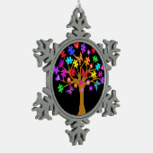 Autismus Awareness Tree Schneeflocken Zinn-Ornament (Links)