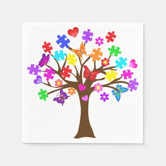 Autismus Awareness Tree Serviette (Vorderseite)