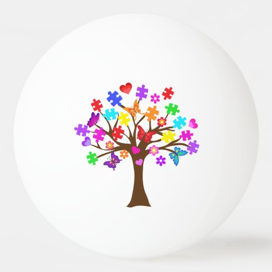 Autismus Awareness Tree Tischtennisball (Vorderseite)