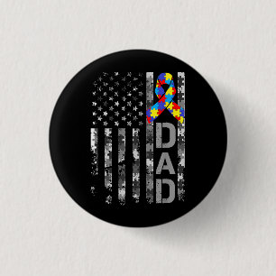 Autismus Awareness Vater USA Flag Tag Button