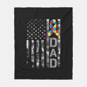 Autismus Awareness Vater USA Flag Tag Fleecedecke