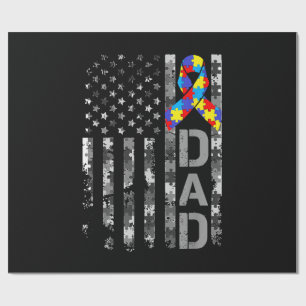 Autismus Awareness Vater USA Flag Tag Geschenkpapier