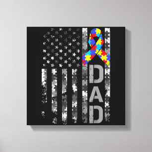 Autismus Awareness Vater USA Flag Tag Leinwanddruck