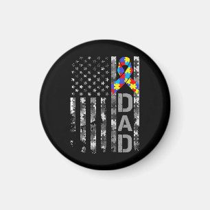 Autismus Awareness Vater USA Flag Tag Magnet
