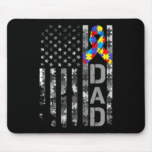 Autismus Awareness Vater USA Flag Tag Mousepad (Vorne)