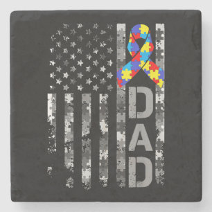 Autismus Awareness Vater USA Flag Tag Steinuntersetzer