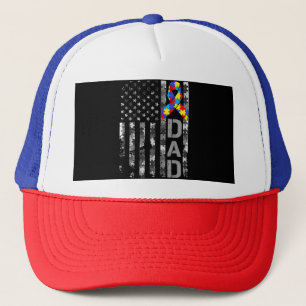Autismus Awareness Vater USA Flag Tag Truckerkappe