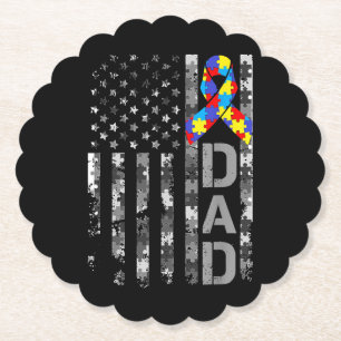 Autismus Awareness Vater USA Flag Tag Untersetzer