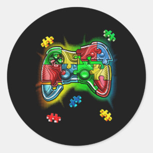 Autismus Awareness Video Game Controller Puzzle Pi Runder Aufkleber