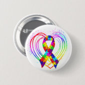 Autismus-Band auf Herzen: Button (Vorne & Hinten)