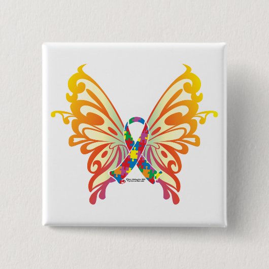 Autismus-Band-Schmetterling Button (Vorderseite)