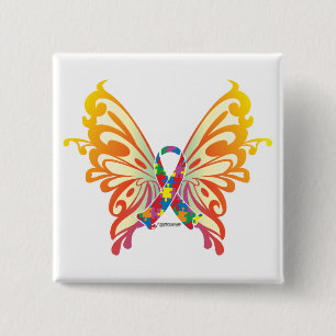 Autismus-Band-Schmetterling Button