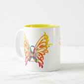 Autismus-Band-Schmetterling Zweifarbige Tasse (Vorderseite Links)