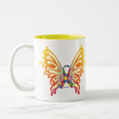 Autismus-Band-Schmetterling Zweifarbige Tasse (Links)