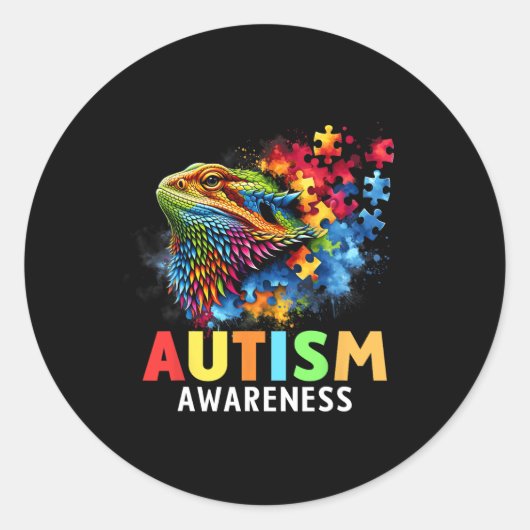 Autismus Barteter Drache Autistic Autismus Awarene Runder Aufkleber (Vorderseite)