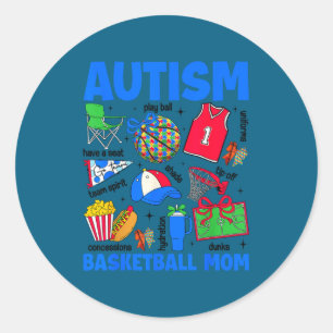 Autismus Basketball-Mutter Mama Autismus-Bewusstse Runder Aufkleber