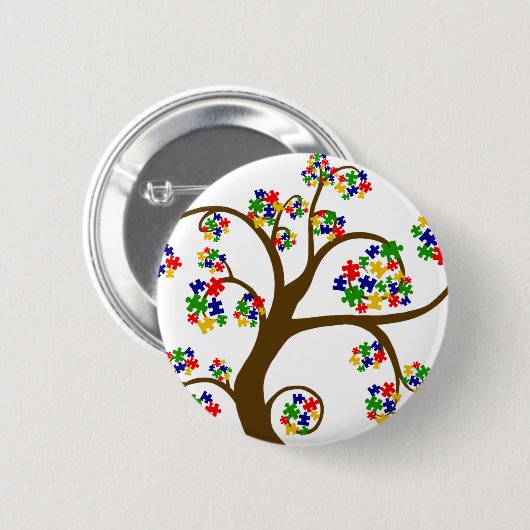 Autismus-Baum des Lebens Button (Vorne & Hinten)
