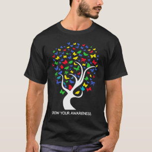 Autismus Baum des Lebens Schmetterling Autistisch  T-Shirt