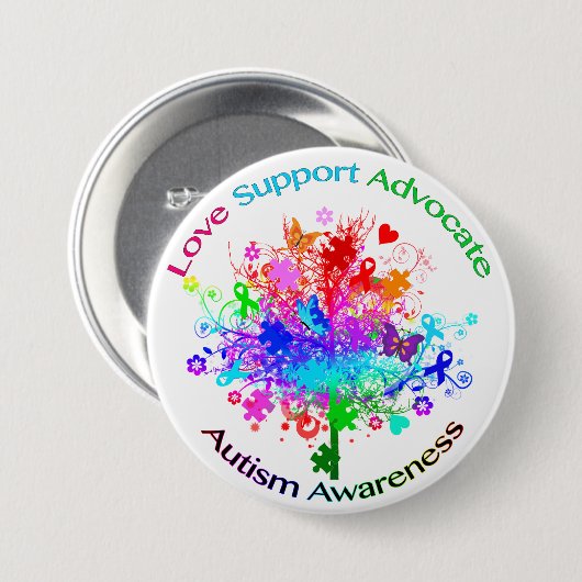 Autismus-Baum im Spektrum Button (Vorne & Hinten)