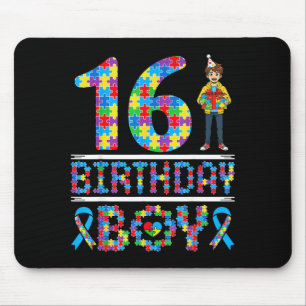 Autismus-Bewusstsein 16. Geburtstag Junge Puzzlete Mousepad