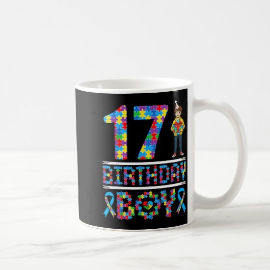 Autismus-Bewusstsein 17. Geburtstag Junge Puzzlete Kaffeetasse (Rechts)