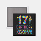 Autismus-Bewusstsein 17. Geburtstag Junge Puzzlete Magnet (Vorderseite/Rückseite)