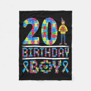 Autismus-Bewusstsein 20. Geburtstag Junge Puzzlete Fleecedecke
