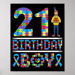 Autismus-Bewusstsein 21. Geburtstag Junge Puzzlete Poster