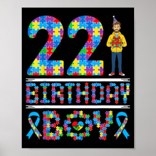 Autismus-Bewusstsein 22. Geburtstag Junge Puzzlete Poster