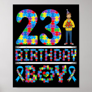 Autismus-Bewusstsein 23. Geburtstag Junge Puzzlete Poster