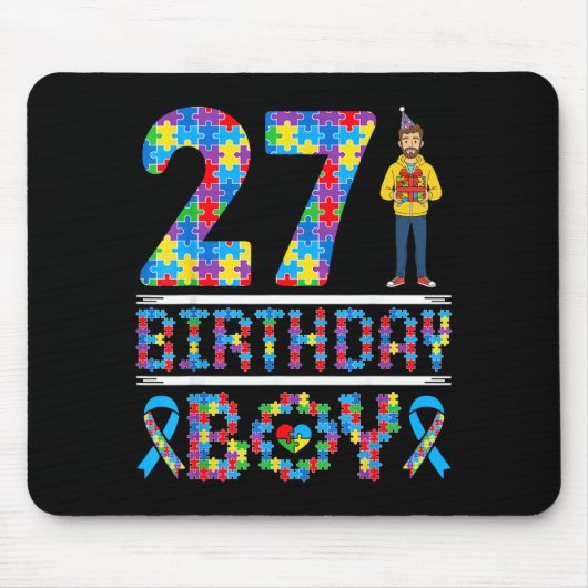 Autismus-Bewusstsein 27. Geburtstag Junge Puzzlete Mousepad (Vorne)