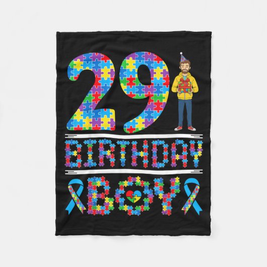 Autismus-Bewusstsein 29. Geburtstag Junge Puzzlete Fleecedecke (Vorderseite)