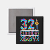 Autismus-Bewusstsein 32. Geburtstag Junge Puzzlete Magnet (Vorderseite/Rückseite)