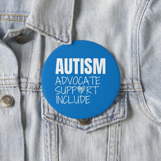 Autismus Bewusstsein. Advokat.support.include. But Button (Beispiel)