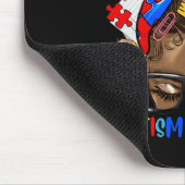 Autismus Bewusstsein Afro Messy Bun Melanin Black Mousepad (Ecke)
