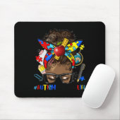 Autismus Bewusstsein Afro Messy Bun Melanin Black Mousepad (Mit Mouse)