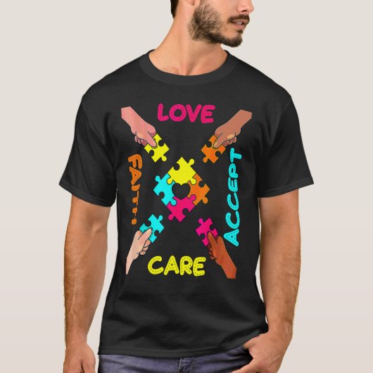Autismus-Bewusstsein-Akzeptanz-Farben-Puzzle Autis T-Shirt (Vorderseite)
