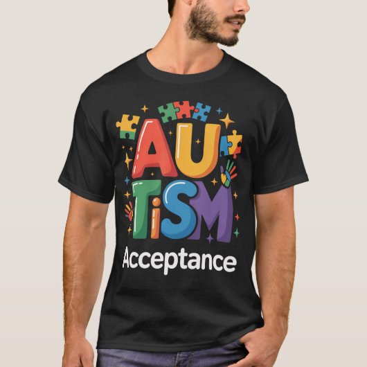 Autismus-Bewusstsein-Akzeptanz-Puzzles T-Shirt (Vorderseite)