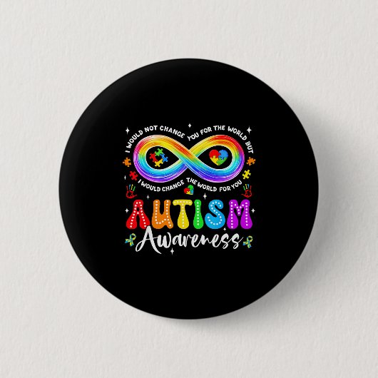 Autismus-Bewusstsein-Akzeptanz-Regenbogen-Unendlic Button (Vorderseite)