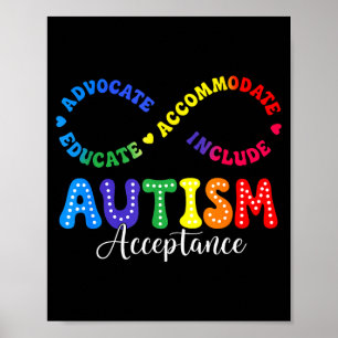 Autismus-Bewusstsein-Akzeptanz-Shirt-Unendlichkeit Poster