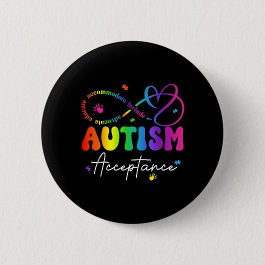 Autismus-Bewusstsein-Akzeptanz-Unendlichkeitssymbo Button (Vorderseite)
