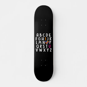 Autismus Bewusstsein Alphabet Typografie Skateboard