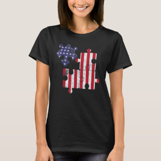 Autismus-Bewusstsein Amerikanische Flagge Puzzle T T-Shirt