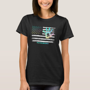 Autismus-Bewusstsein Amerikanische Flagge USA Kind T-Shirt