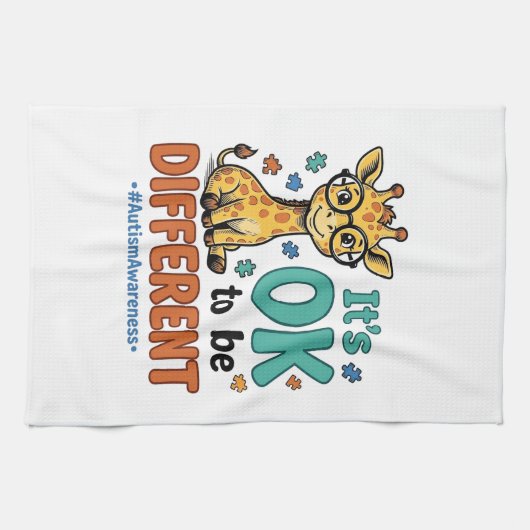 Autismus-Bewusstsein Anders Giraffe Vintage-Shirt_ Geschirrtuch (Horizontal)