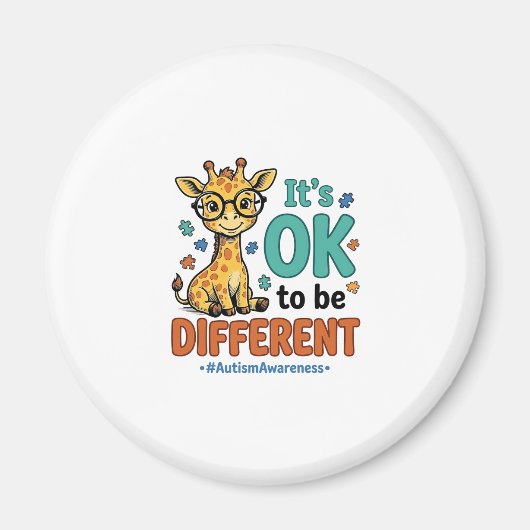 Autismus-Bewusstsein Anders Giraffe Vintage-Shirt_ Magnet (Vorne)
