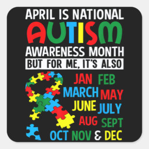 Autismus-Bewusstsein April ist Nationaler Autismu Quadratischer Aufkleber
